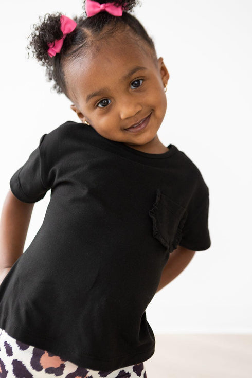 black-ruffle-pocket-tee Mila & Rose - Sophia's Style-Black Ruffle Pocket Tee-6-12M--1