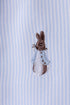 Blue stripe bunny embroidery button down shirt