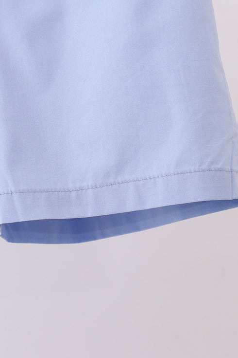 Blue plaid peter pan collar shorts set