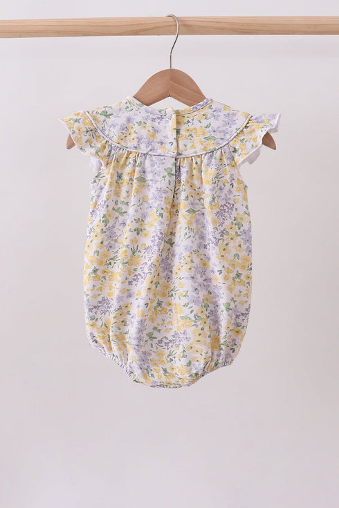 Floral bunny bow embroidery ruffle bubble