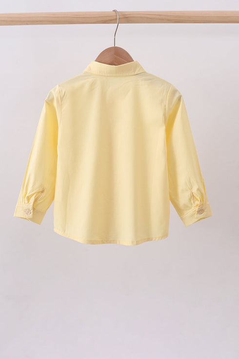 Beige bunny embroidery button down shirt