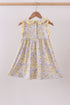 Floral bunny bow embroidery ruffle dress