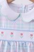 Blue plaid bow floral pants set