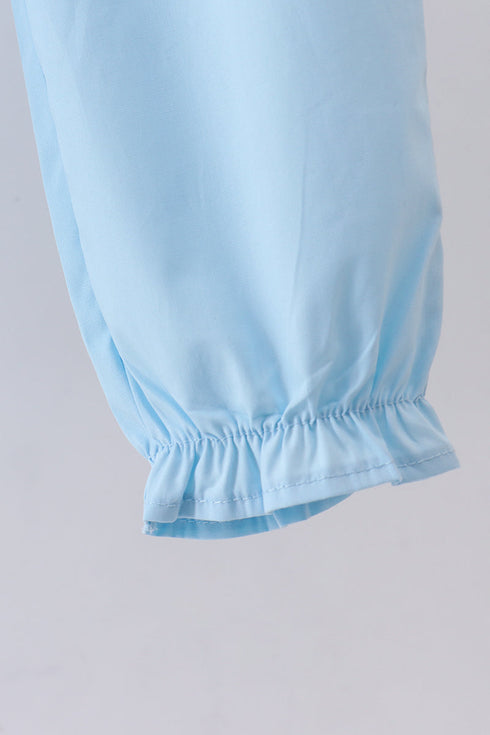Blue cross embroidery lace pants set