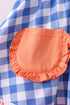 Sage strawberry embroidery ruffle gingham dress