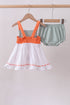 Sage strawberry embroidery ruffle bloomer set