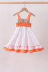 Sage strawberry embroidery ruffle dress