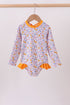 Mustard floral print ruffle rashguard