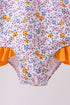 Mustard floral print ruffle rashguard
