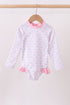 Pink floral print ruffle rashguard