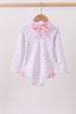 Pink floral print ruffle rashguard