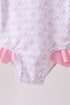 Pink floral print ruffle rashguard