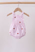 Pink stripe watermelon embroidery seersucker ruffle bubble