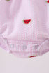Pink stripe watermelon embroidery seersucker ruffle bubble