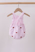 Pink stripe watermelon embroidery seersucker ruffle bubble
