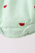 Red stripe watermelon embroidery seersucker bubble