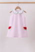 Pink stripe watermelon embroidery seersucker dress