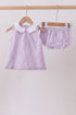 Purple seersucker butterfly embroidery bloomer set