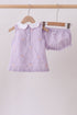 Purple seersucker butterfly embroidery bloomer set