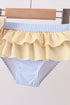 Colorblock crab embroidery ruffle 2pc swimsuit