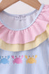 Colorblock crab embroidery ruffle swimsuit
