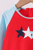 Red star embroidery ruffle rashguard