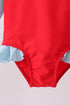 Red star embroidery ruffle rashguard