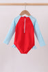 Red star embroidery ruffle rashguard