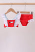 Red star embroidery ruffle 2pc swimsuit