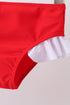 Red star embroidery ruffle 2pc swimsuit