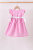 Pink bow gingham ruffle dress