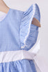 Blue bow gingham ruffle dress