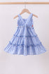 Blue gingham ruffle tiered dress