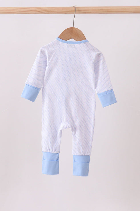 Blue dot horse embroidery romper