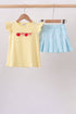 Yellow Apple Embroidery Skorts Set