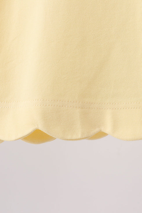 Yellow Apple Embroidery Scalloped Set