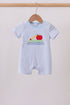 Blue Apple Pencil Embroidery Romper