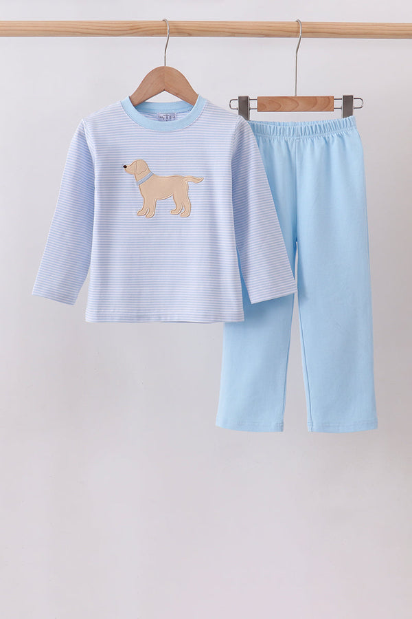 blue-stripe-puppy-embroidery-pants-set-sophias-styleSet-1