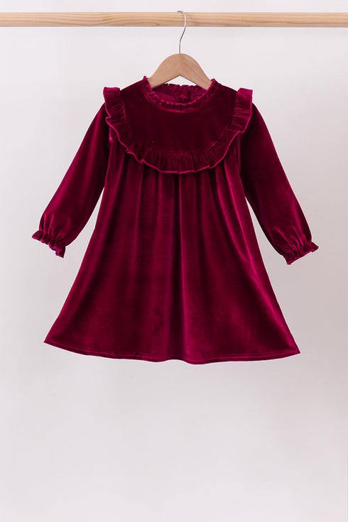 burgundy-velvet-ruffle-dress-sophias-styleDress-1