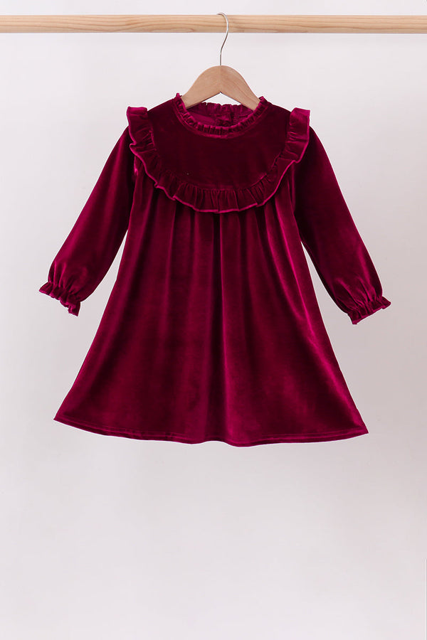 burgundy-velvet-ruffle-dress-sophias-styleDress-1