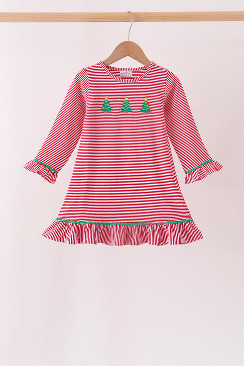 red-stripe-christmas-tree-embroidery-ruffle-dresssophias-styleDress-1