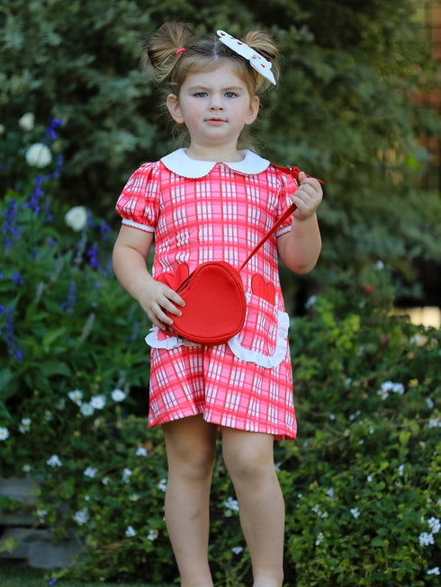 valentines-day-plaid-pocket-girls-short-sleeves-dress-Sophia's Style-Dress-1