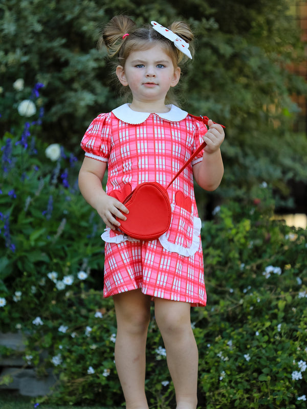 valentines-day-plaid-pocket-girls-short-sleeves-dress-Sophia's Style-Dress-1