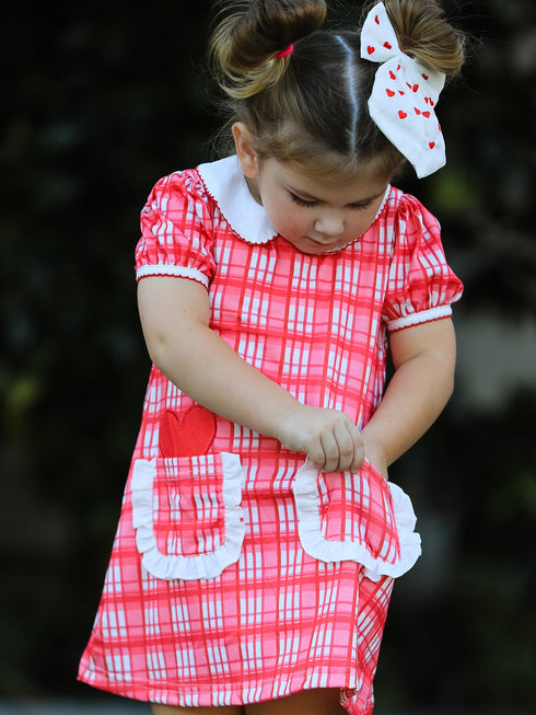 valentines-day-plaid-pocket-girls-short-sleeves-dress-Sophia's Style--5