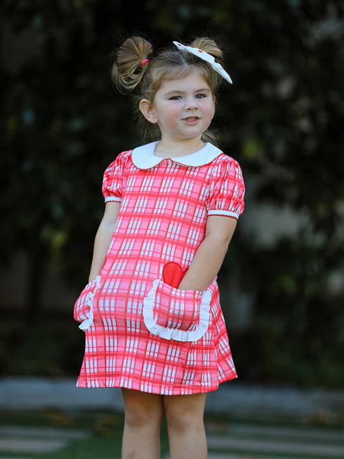 valentines-day-plaid-pocket-girls-short-sleeves-dress-Sophia's Style--7