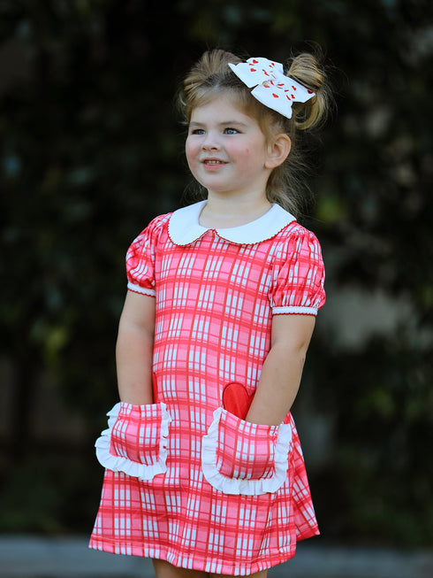 valentines-day-plaid-pocket-girls-short-sleeves-dress-Sophia's Style--4