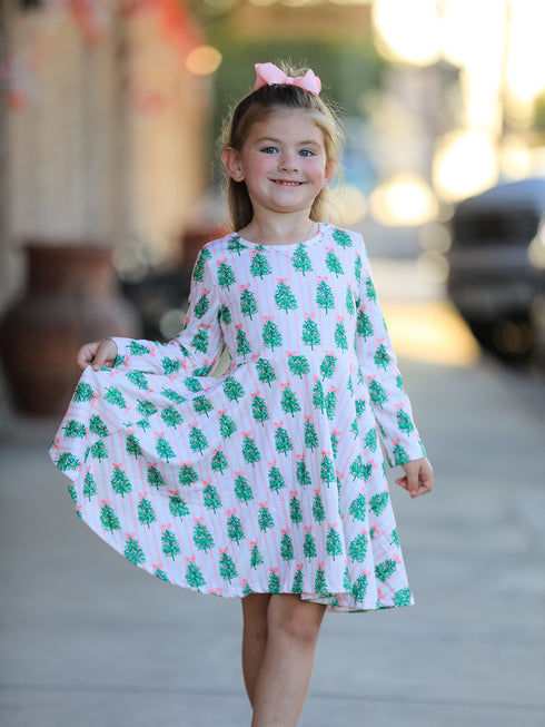 christmas-girls-pink-stripe-tree-bow-twirl-dress-sophias-style-3