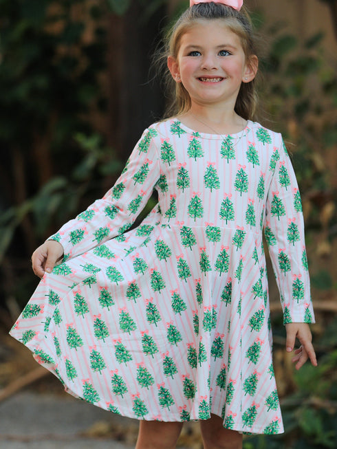christmas-girls-pink-stripe-tree-bow-twirl-dress-sophias-style-5