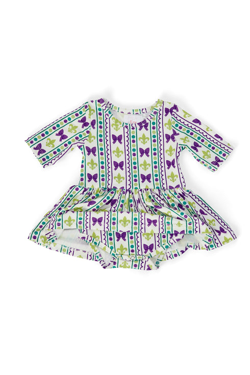 mardi-gras-3-4-sleeve-twirl-bodysuit-Mila&Rose-Sophia's StyleTwirl Bodysuit - 3/4 Sleeve-1