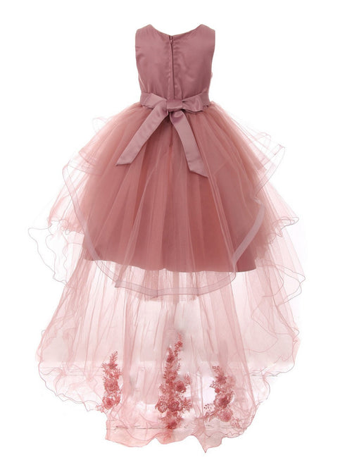 Girls Lace Applique Sequin Tulle Junior Bridesmaid Dress 2-12 - SophiasStyle.com